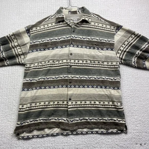 VTG Private member Heavy Button-Down Over Shirt L Aztec Southwest Pattern Retro - Picture 7 of 16